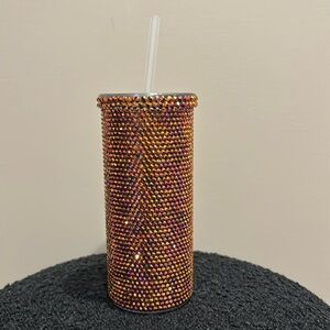 20 ounce rose gold handmade rhinestone tumbler